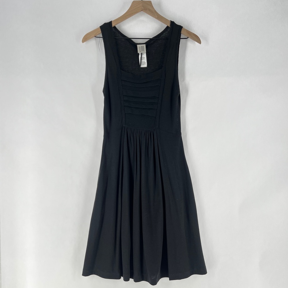 Lunn‎ by Lilith Black Lightweight Cotton Dress Mesh Trim Fit & Flare Pockets